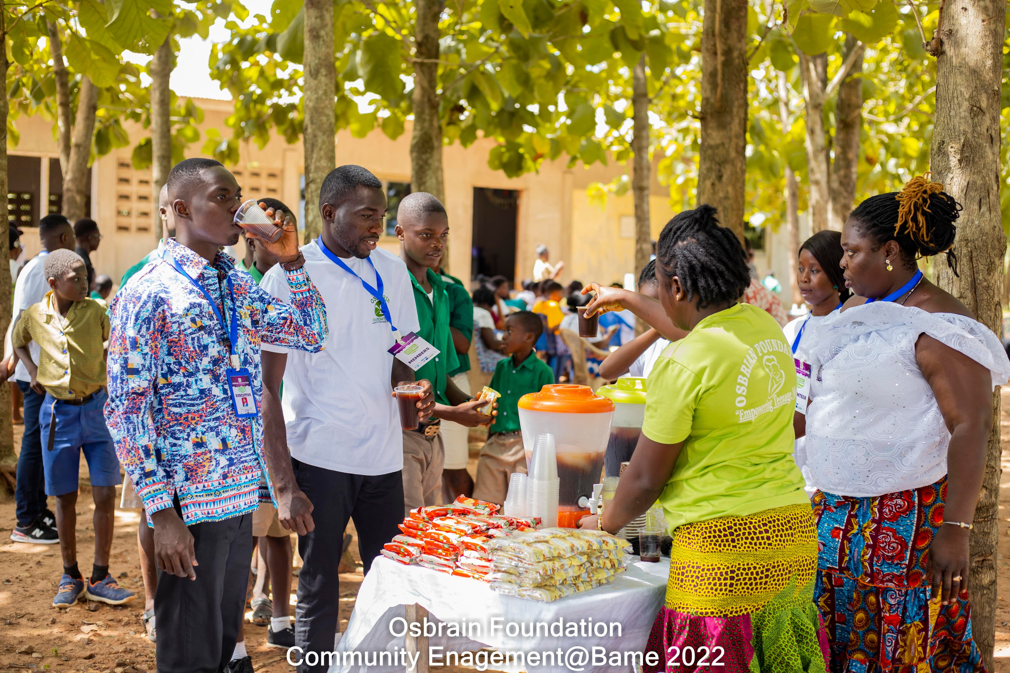 Community program day with foundation volunteers and families
